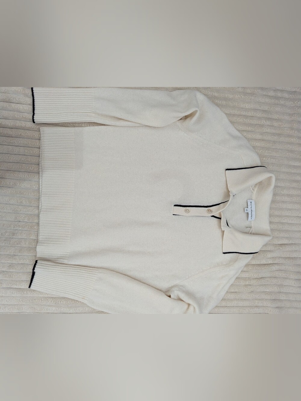 Cream Polo-Style Knit Sweater